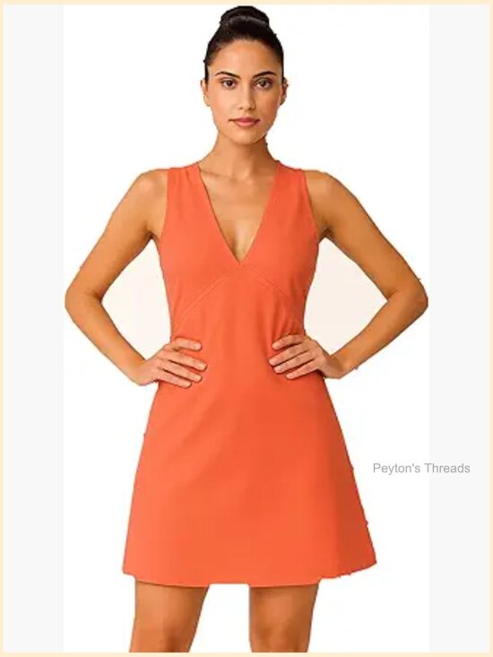 Dresses & Skirts - Pure Cotton V-Neck Midi Dress - A-Line Sleeveless Work Casual